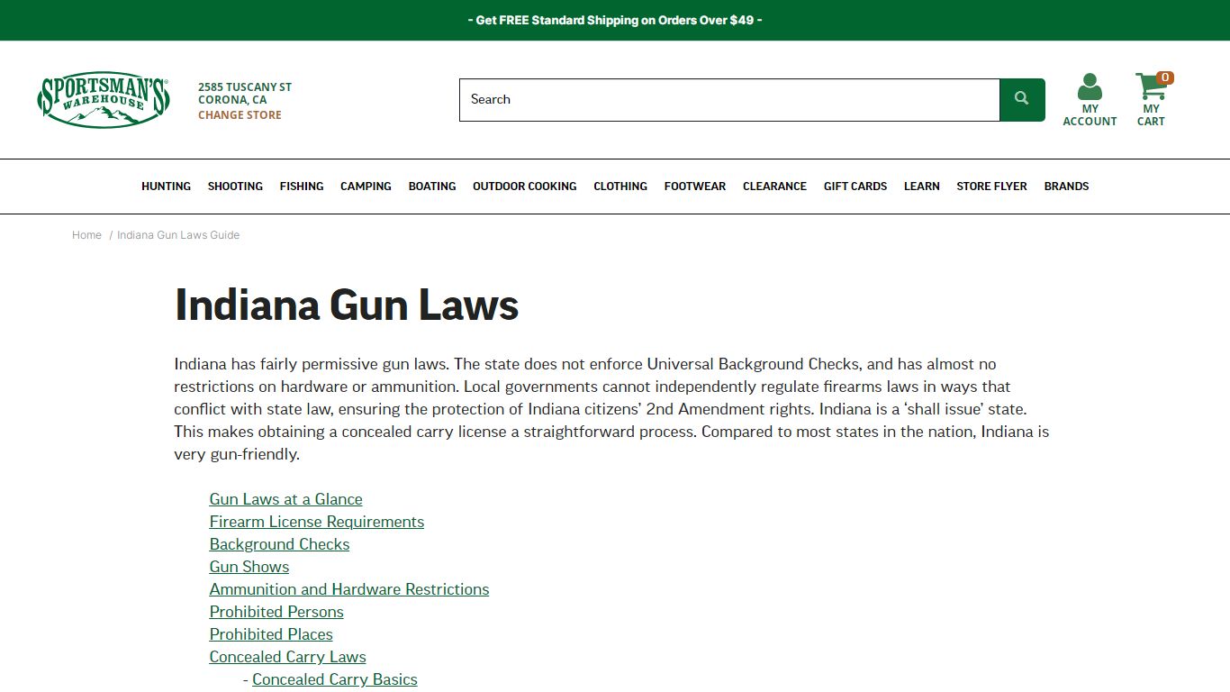 Indiana Gun Laws Guide | Sportsman's Warehouse