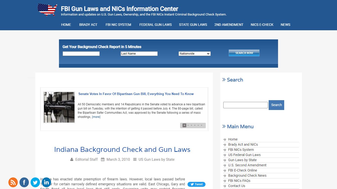 Indiana Background Check and Gun Laws - FBI Gun Laws and NICs ...