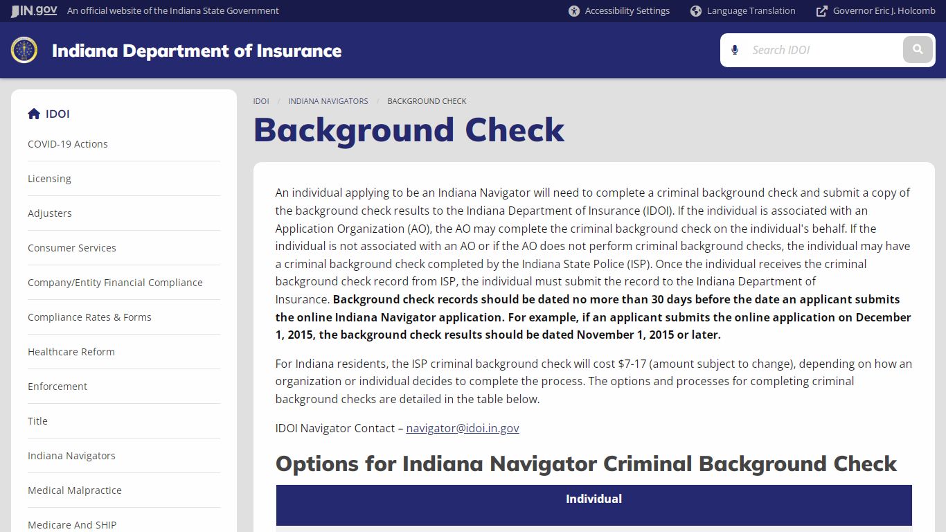 Background Check - IDOI